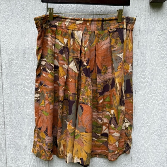 Vintage 80s Karen Kane Ultra High Waist Floral Pleated Gaucho Short Pants 6 - Picture 2 of 8